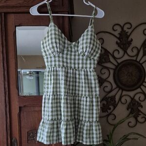 Speechless Green and White Smocked Dress